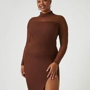 Plus Size Illusion Bodycon Midi Dress